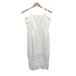 ROWA white 100% linen dress with eyelet details on bottom and adjustable‎ straps